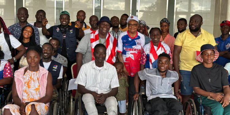 Members of Liberia’s wheelchair basketball team.