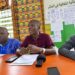 MCSS Teachers Association President Augustine N. Nyormui speaking at a news conference in Monrovia.