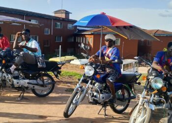Commercial motorcycle riders in Gbarnga, Bong County.