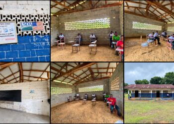 Buildings at Togar McIntosh Elementary and Junior High School in Yarpleh Town, River Cess County.
