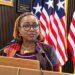 NHA Managing Director Florence K. Geegbae speaking at a Ministry of Information press briefing.