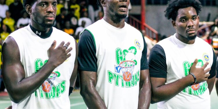 Players of Liberia’s NPA Pythons basketball team.