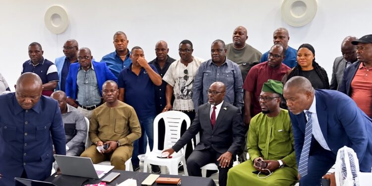 Liberian lawmakers attending a separate meeting in Paynesville.