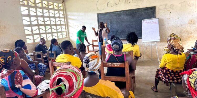 Participants attending a Liberia Women Empowerment Project business training session.