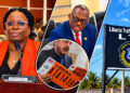 Collage of Sen. Momo Cyrus, Senate President Pro Tempore Nyonblee Karnga-Lawrence and Liberia Traffic Management scenes.